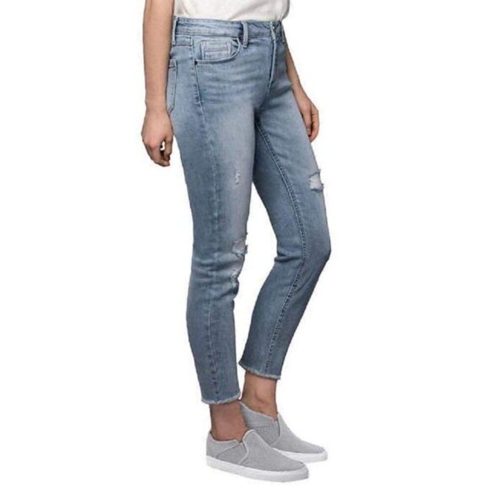 Kenneth Cole Raw Hem "Jess" Distressed Skinny Jean 12 - Picture 3 of 16
